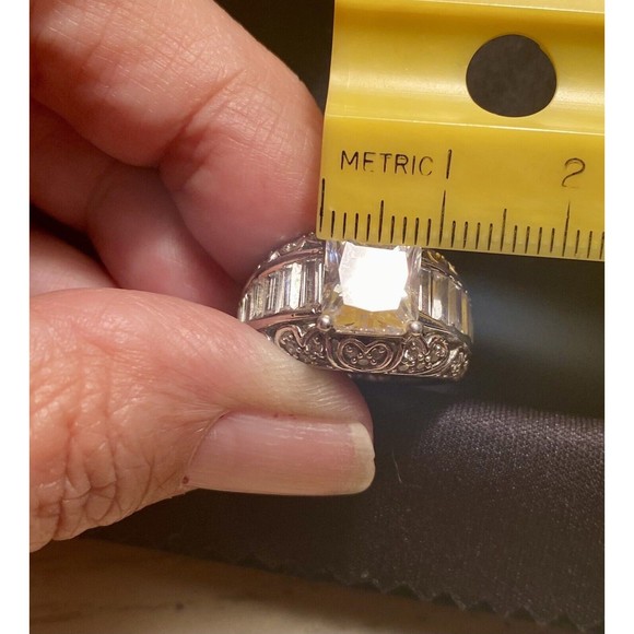❌sold❌KAY JEWELERS zirconia ACCENT STERLING SILVER COCKTAIL  Wedding RING 6 1/2 - Picture 11 of 12